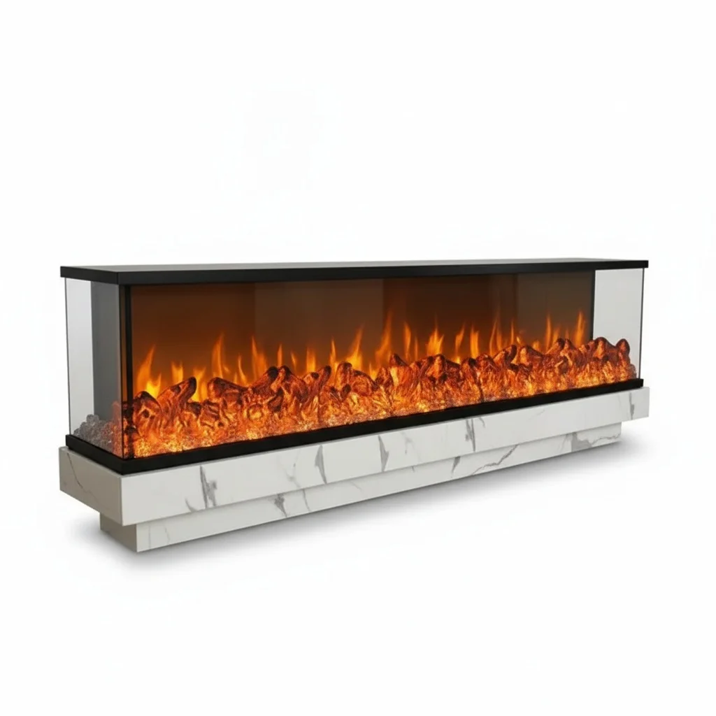 

Smart Electric Fireplace, 44 inch RGB LED 3D Flame Fireplace Heater, MDF Metal Indoor Decorative Fireplace for Hotel Lobby