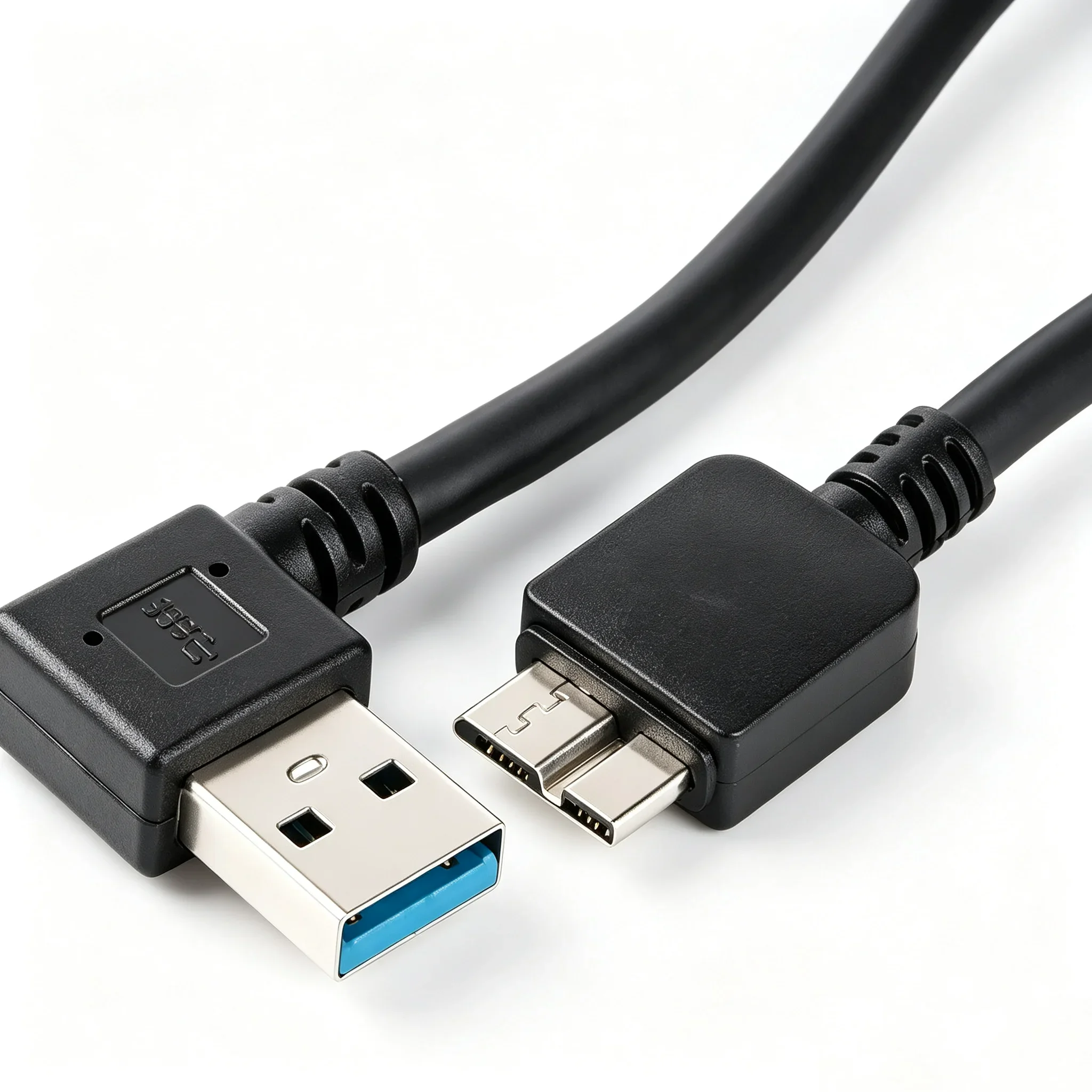 High‑Speed USB3.0 Angled Adapter Cable 20cm, Left Right L-shape Type‑A Male to Micro‑B Cord for Desktop PC External Hard Drive