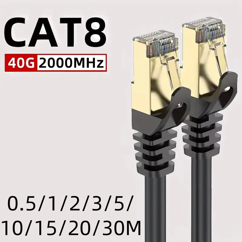 CAT 8 Ethernet Cable 40Gbps 2000MHz CAT8 RJ45 Network Lan Patch Cord Round 0.5/1/2/3/5/10/15/20/30M for Modem Router PS 5/4