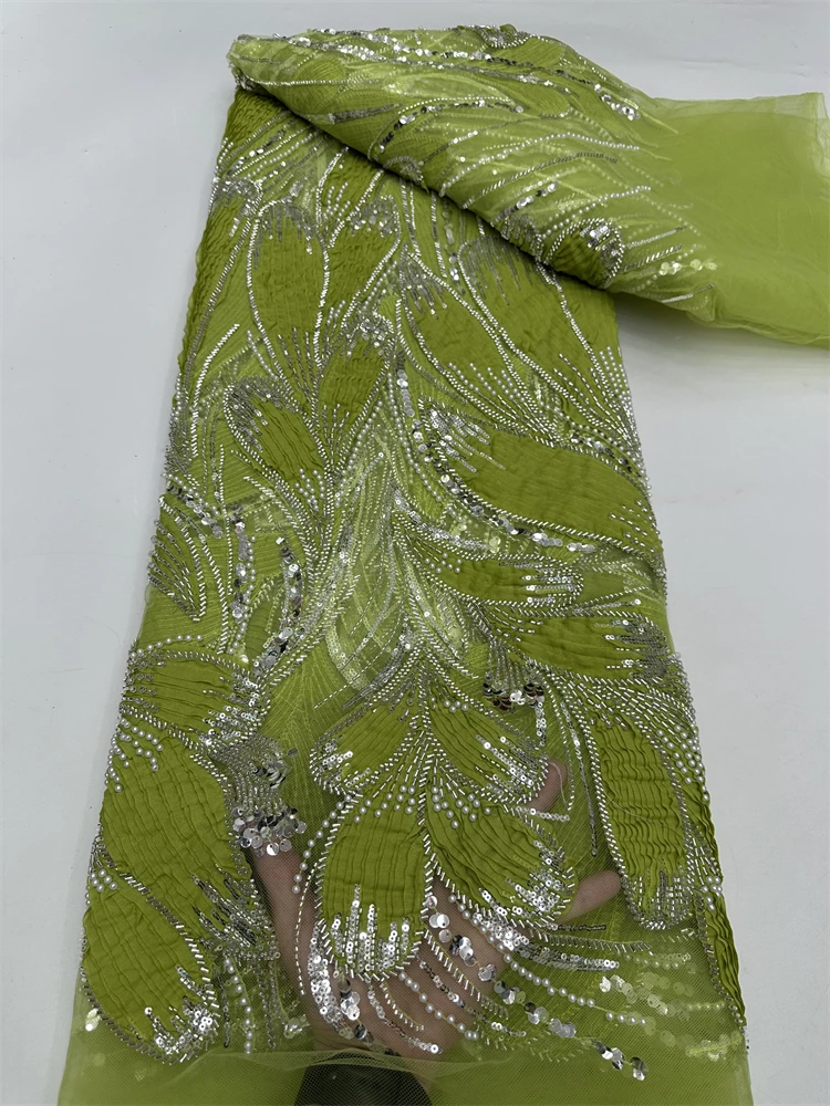 نسيج الدانتيل الأفريقي المطرز النيجيري أقمشة الدانتيل مع حبة الترتر عالية الجودة الأفريقي الفرنسي صافي نسيج الدانتيل