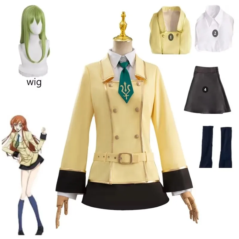 

Anime Code Geass C.C. Cosplay Costume Wig C2 Code Geass: Lelouch of the Rebellion Stockings Uniform Halloween Women Costume