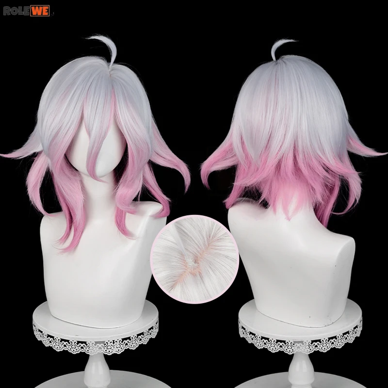 Game LOL Briar Cosplay Wig Anime Silver White Gradient Pink Long Wig Heat Resistant Synthetic Hair Halloween Wigs + Wig Cap