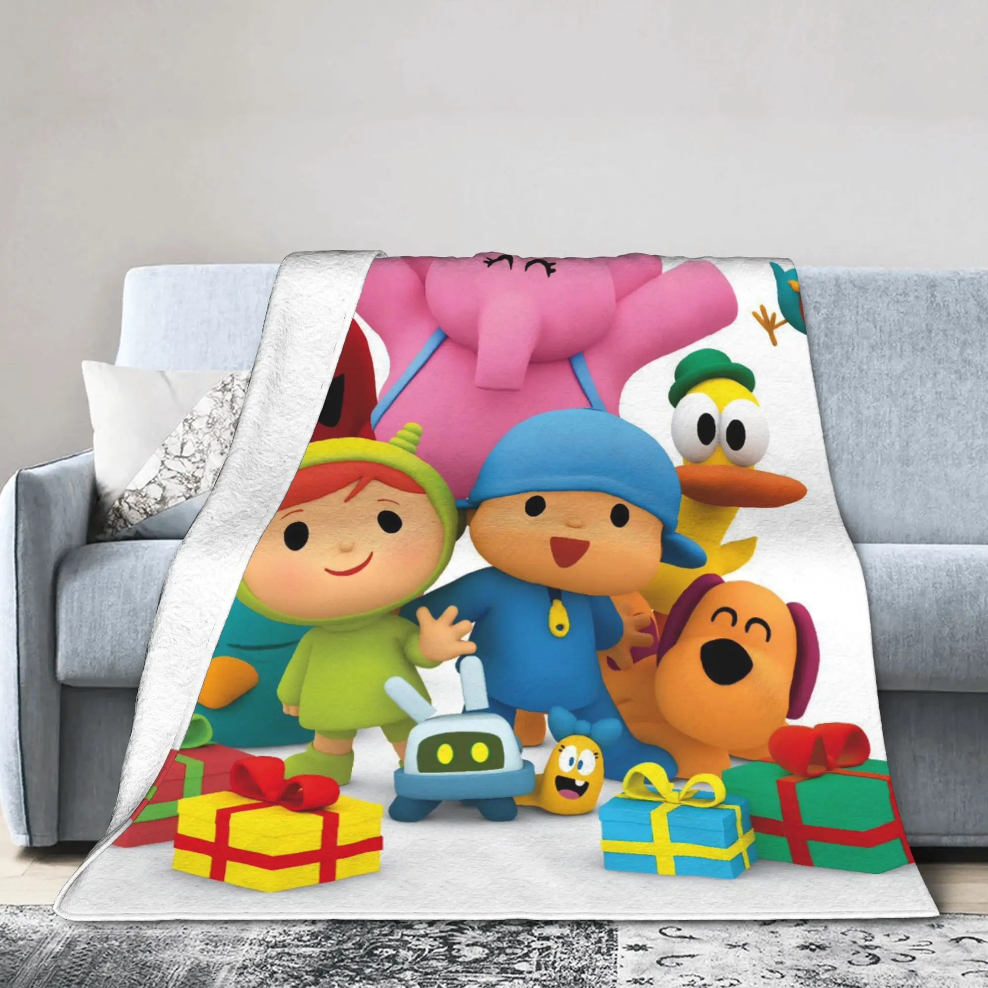 P-POCOYO Elly  Plush Blanket Girls Boys  Flannel Throw Blanket For Couch Bed Super Warm Custom  Bedspread Birthday Present
