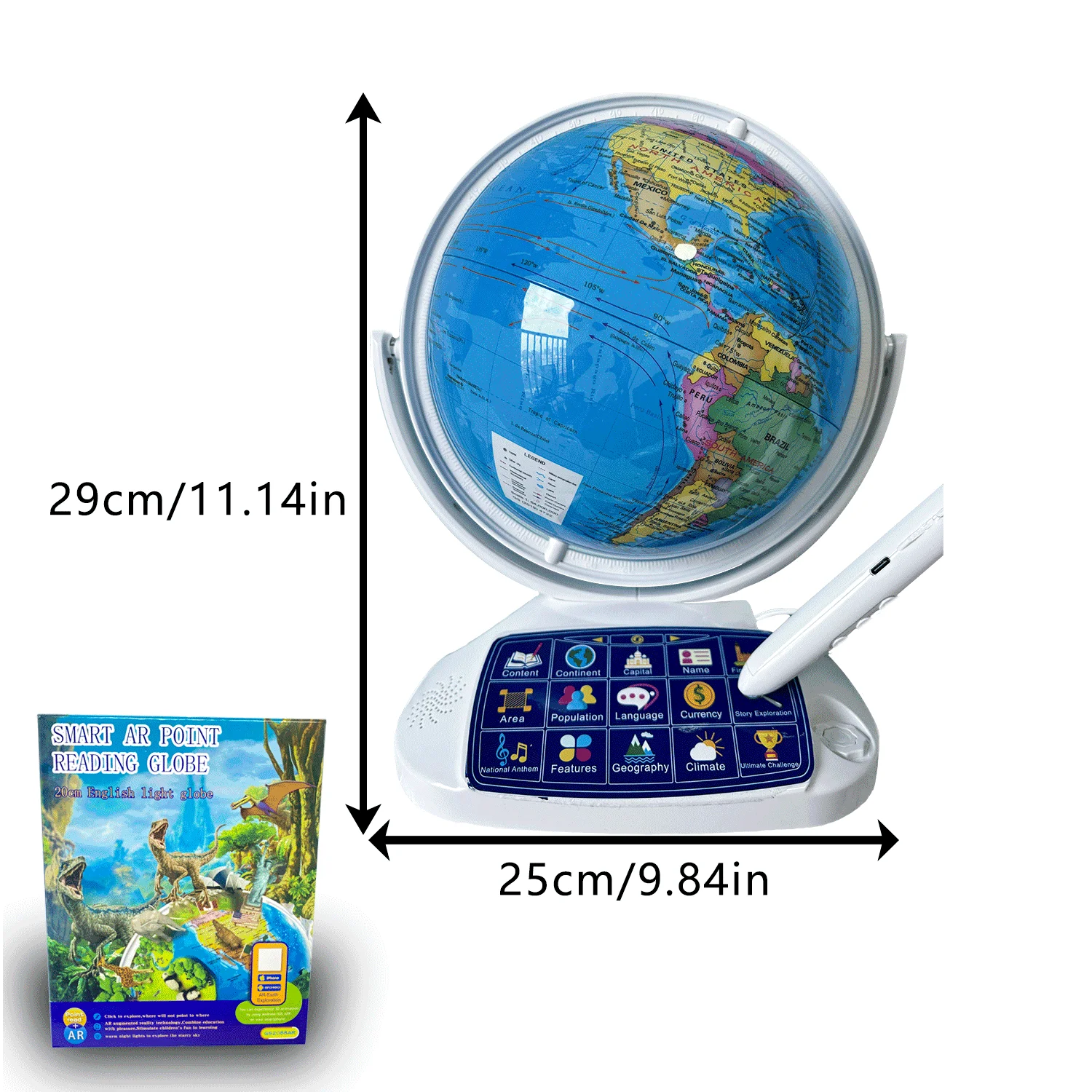 20cm Magic Globe With Software AR Puzzle Science Education Toy Luminous Desktop Ornament Globe