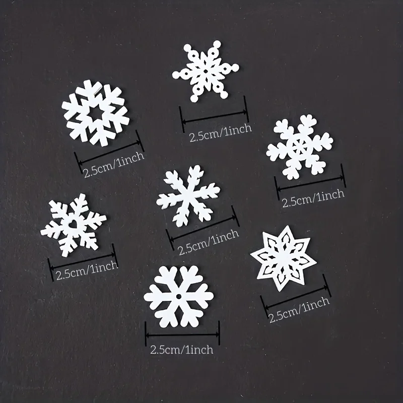 200 Stück 25mm Holz-Weihnachtsschneeflocken-Ausschnitte Ornamente für Scrapbooking Verzierungen DIY Weihnachts- und Winterbasteleien – Detail 3