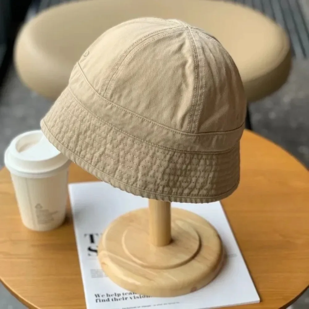 Versatile Retro Bucket Hat Japanese Style Short-brim Fisherman Cap Big Head Circumference Sunshade Hat Unisex
