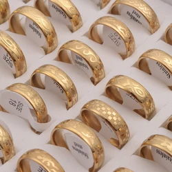 20 Pieces/Lot Multi-Style Carving Patterns 6mm Waterproof Stainless Steel Rings Men Women Punk Fashion Gifts Jewelry Accessories