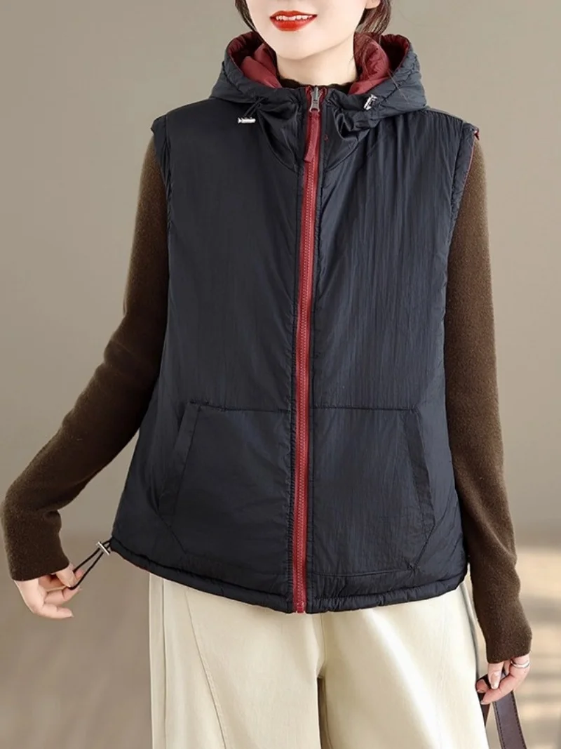 الشتاء سترة و صدرية المرأة مقنعين سترة 2025 جديد فضفاض تنوعا مزاجه معطف القطن خفيف الوزن W1114