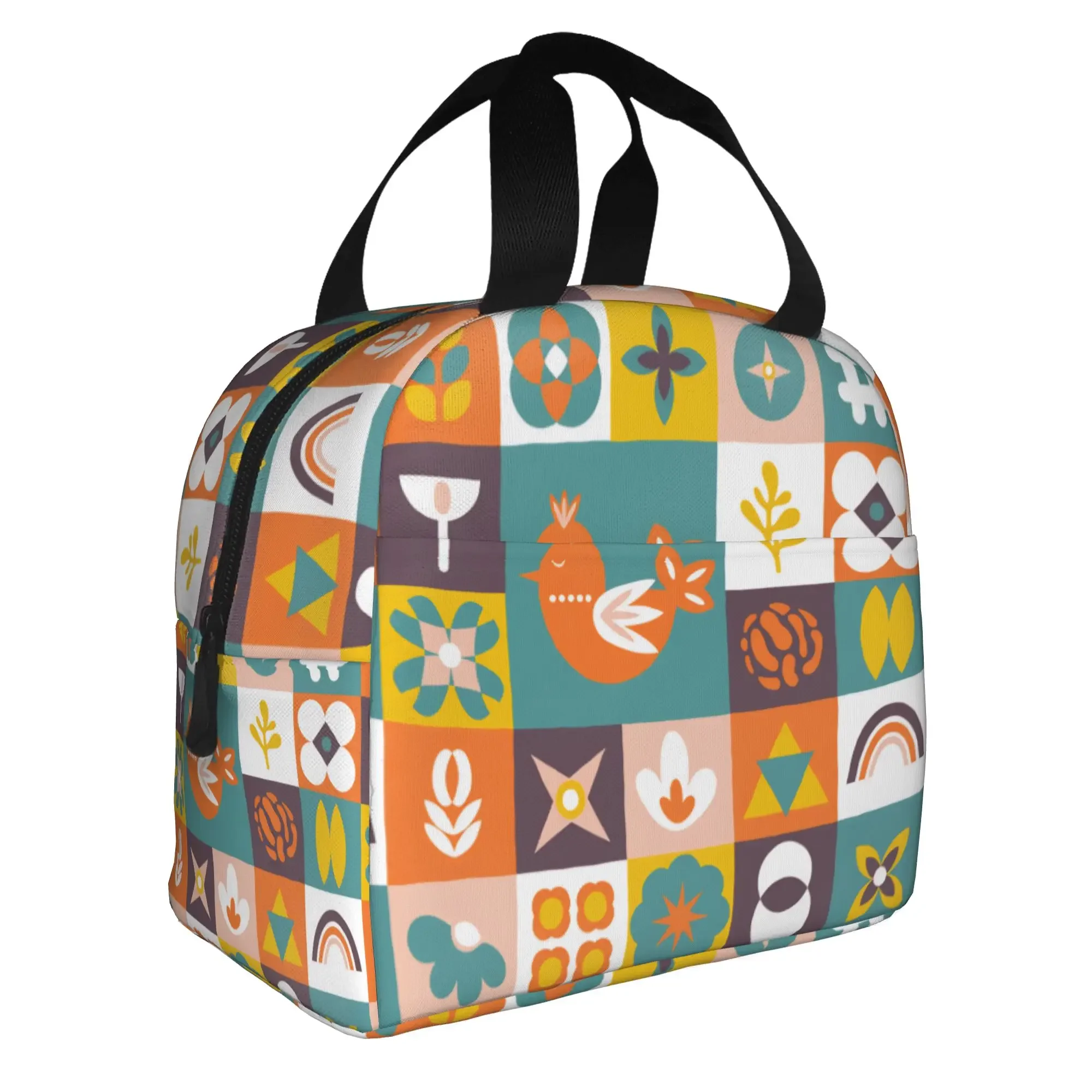Nordic Style  Insulated Lunch Tote Bag for Women  Resuable Cooler Thermal Bento Box Work School Travel