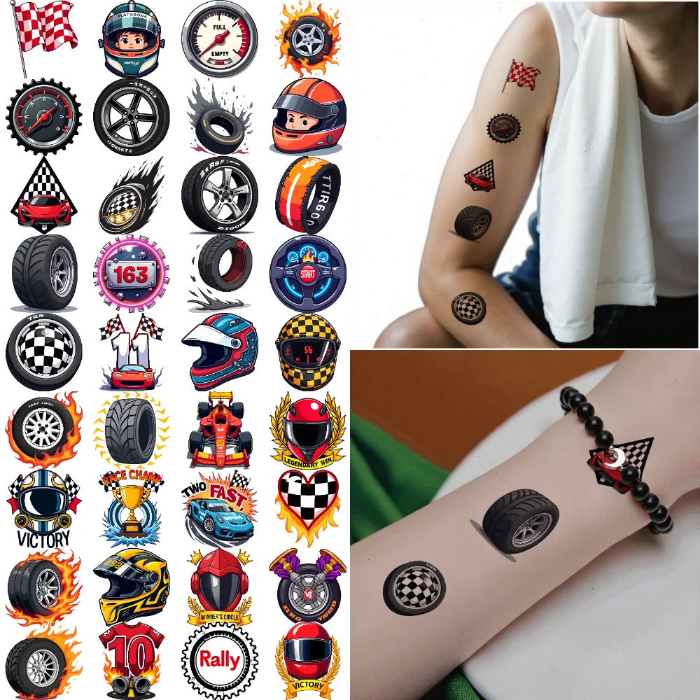 

63pcs Temporary Tattoo Motorcycle Stickers Temporary Tattoo Stickers Racing Stickers Cartoon For Women Arms