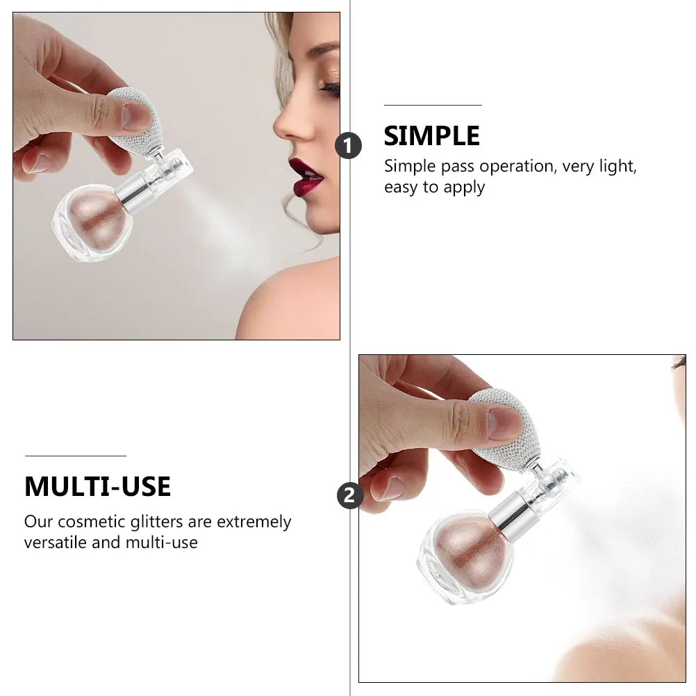2 قطعة ماكياج بريق مسحوق البخاخ الجسم الشعر تمييز تألق مسحوق الترتر رذاذ الإناث هدية الملحقات #6