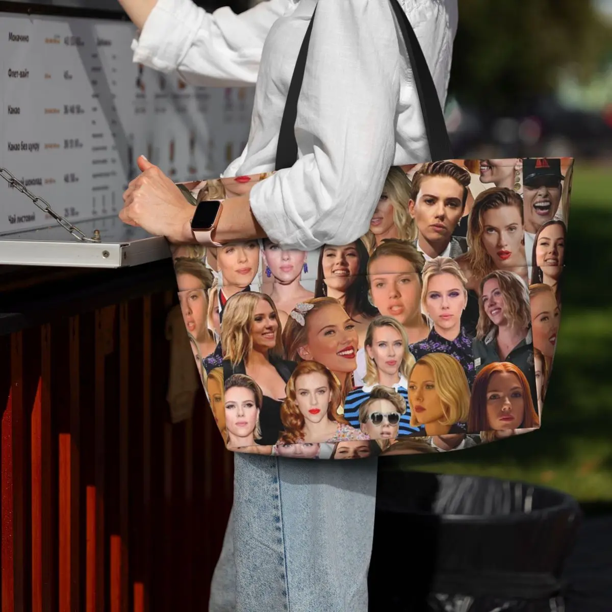 

Scarlett Johansson Photo Collage Beach Tote Bag Sport Gym Yoga Duffle Large Tote Bag Women Travel Bag Fitness bag