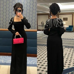 Jiayigong High Quality  Exquisite Classic Square Collar A-line Beading Floor-Length Satin Bespoke Occasion Dresses Evening