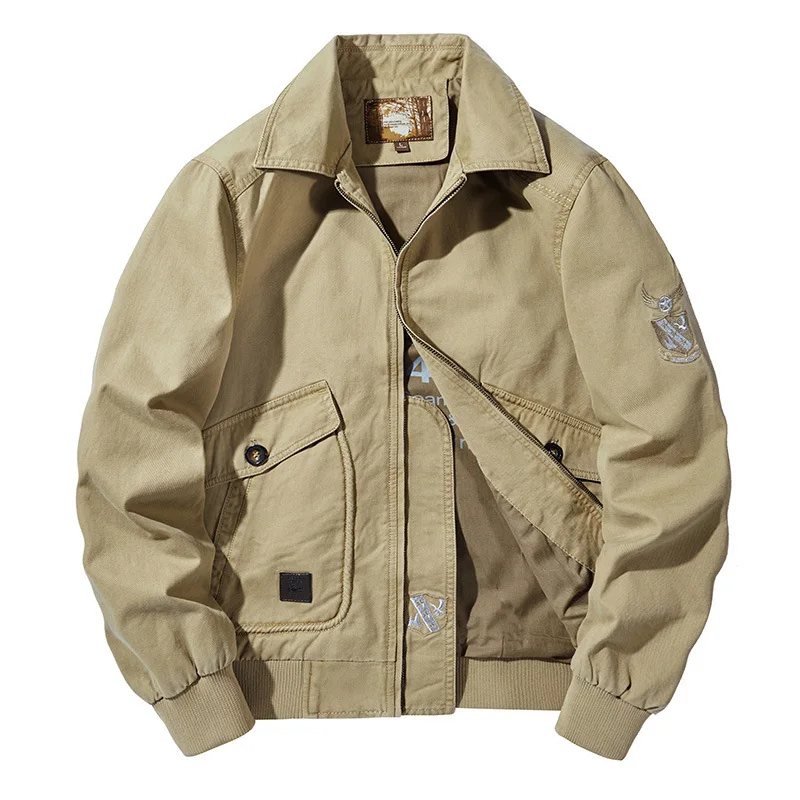 Spring And Autumn Large Size Tooling Jacket Men's New Trend Loose Flight Suit Warm Fleece Deck Suit Casual Jacket