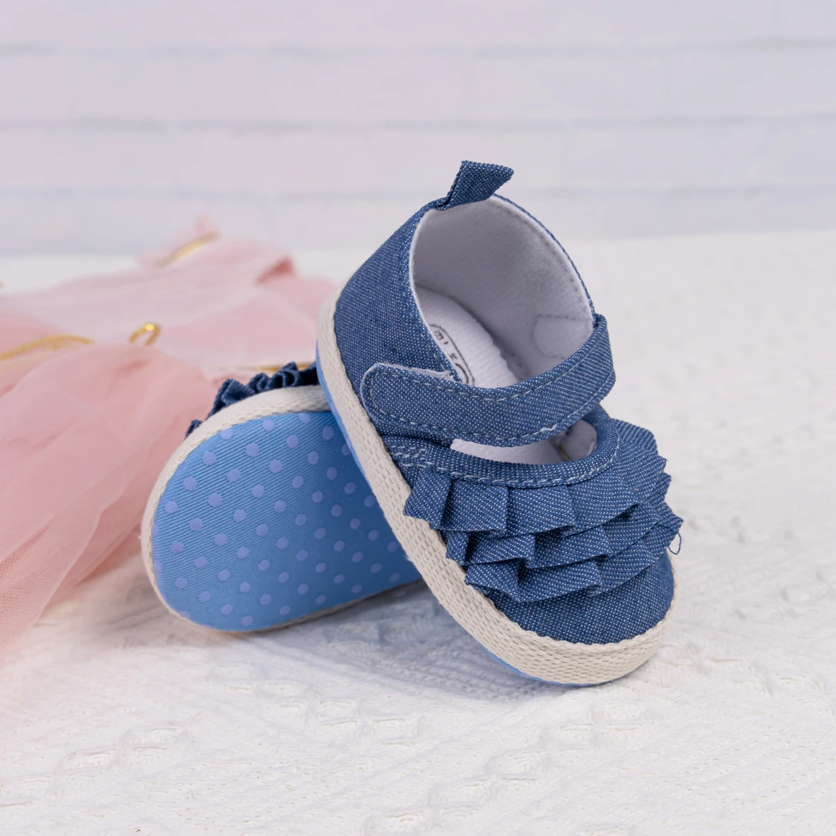 KIDSUN Beautiful Lace Baby Girls Shoes Spring Autumn Cotton Sole Non-Slip Toddler First Walkers Crib Shoes for Princess Wedding