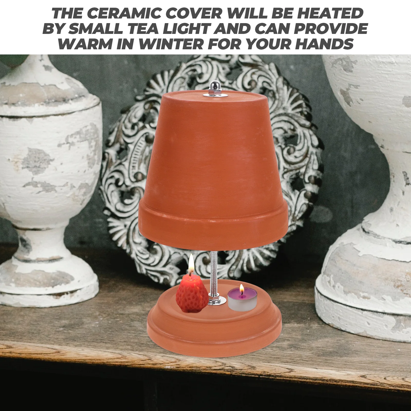 

Ceramic Tealight Holder Retro European Style Candlestick Decorative Tealight Heater Hand Warmer Candlestick