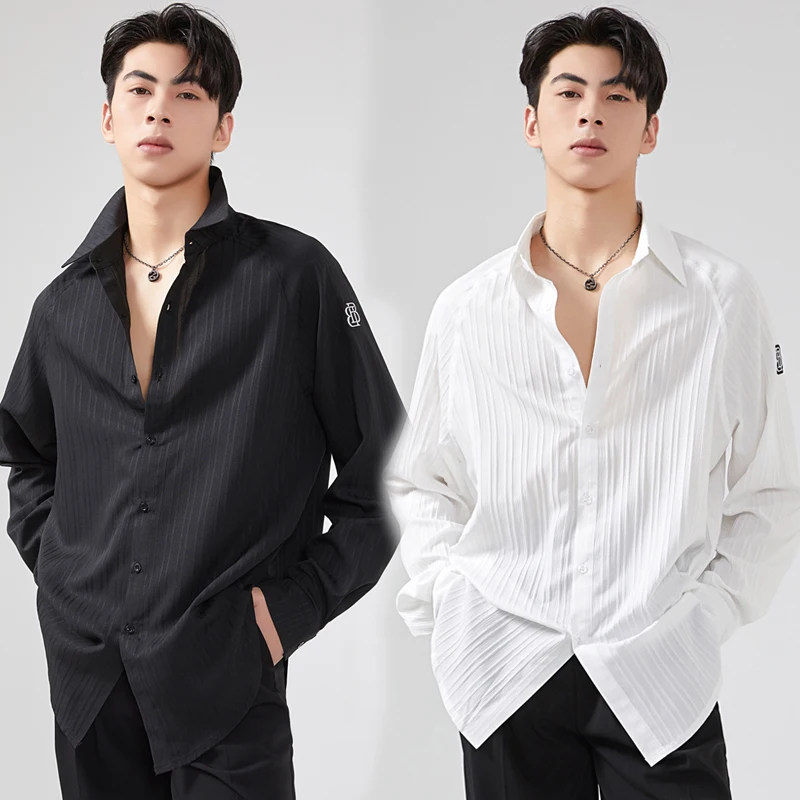 

Loose Latin Dance Shirt For Men Practice Clothes Adult Male Cha Cha Rumba Ballroom Dance Performance Costume Black Tops BL13068