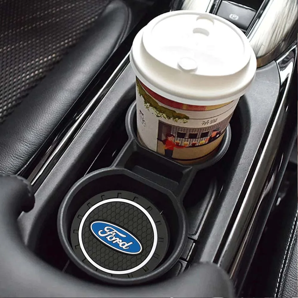 1/2pcs Car Anti-Slip Water Cup Pad Bottle Holder Mat Coaster For Ford Fiesta Focus mk2 Ranger Mondeo S-MAX Kuga Escape Accessory