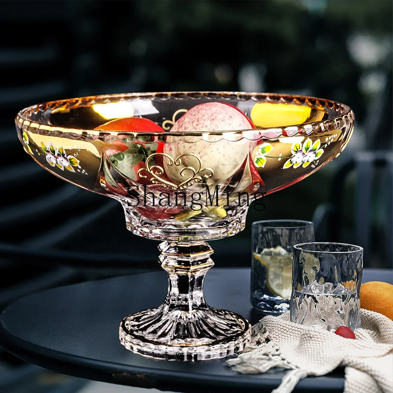 

CL luxury crystal glass fruit plate fruit pot creative ornament gift home living room coffee table dried fruit