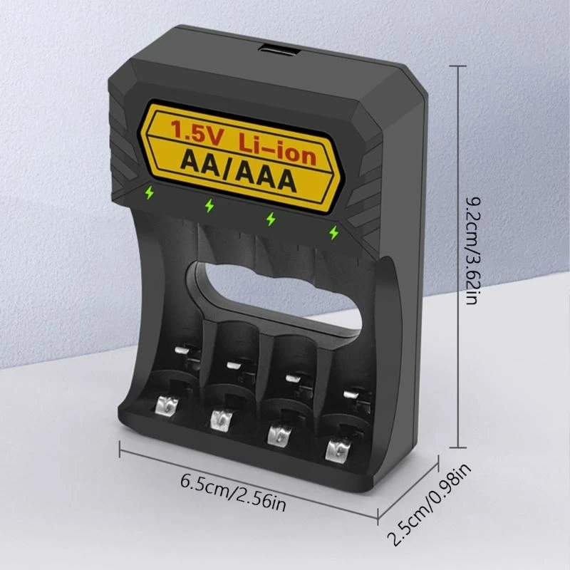 براعة 1.5 فولت أربع شاحن بطاريات ليثيوم الخليج ل AA/Triple A بطاريات ، مع حماية السلامة من النوع C