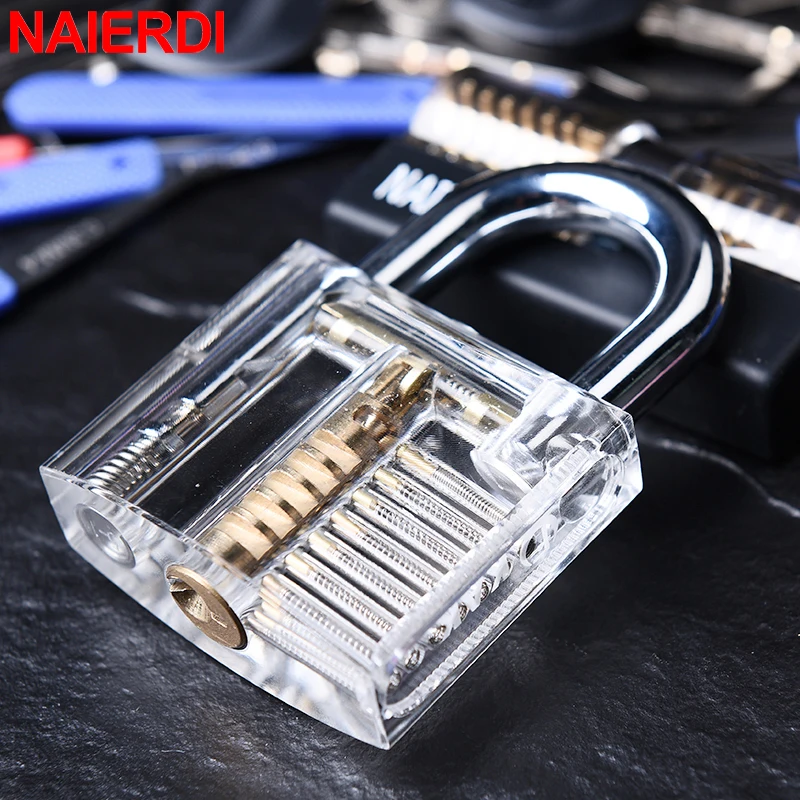 مجموعة قفل ممارسة شفافة من NAIERDI لتدريب الأقفال قفل نحاسي مرئي مع مفاتيح لأدوات فتح مكتب السيارة المنزلية #4