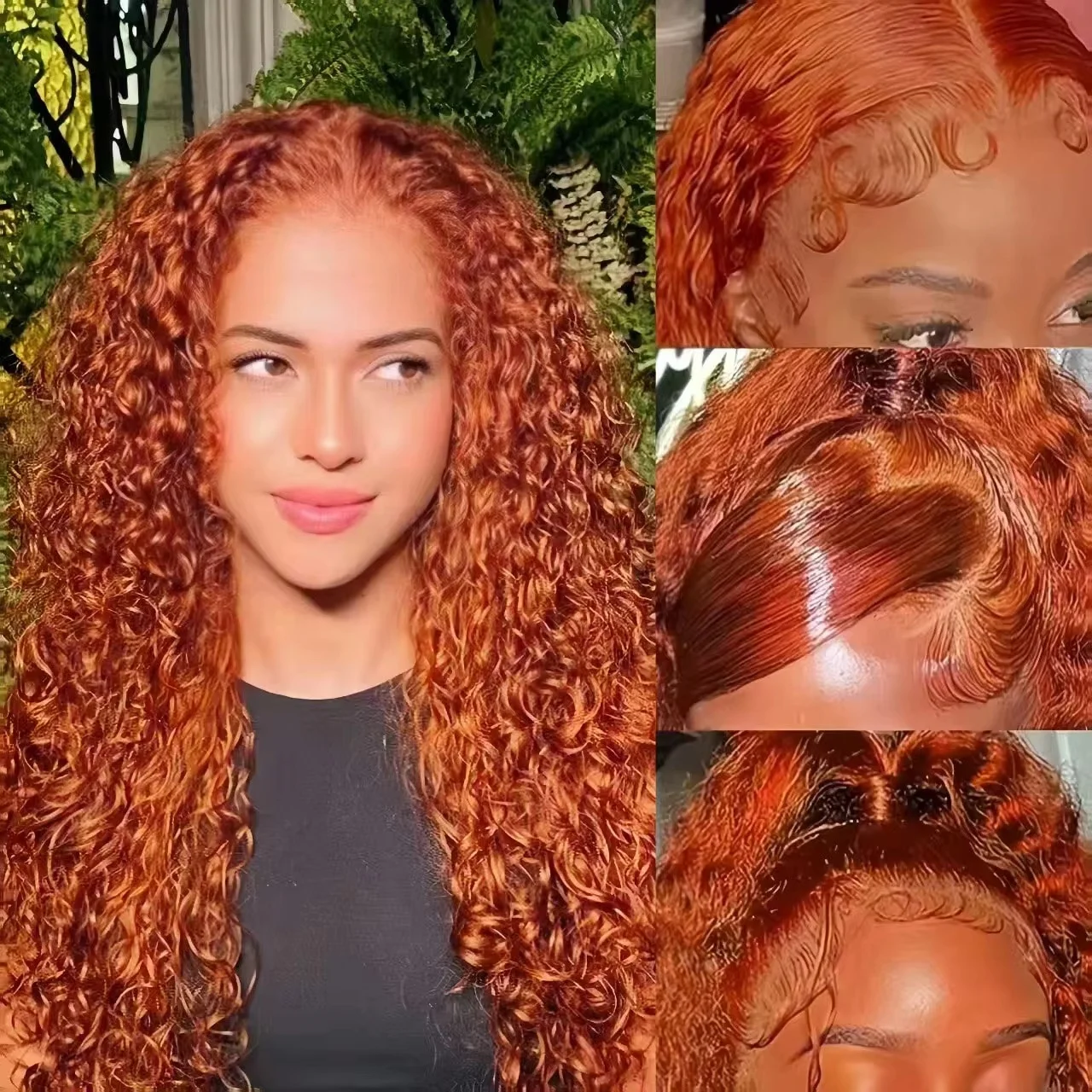 Smilegirl 40Inch Orange Ginger Curly 13x6 Lace Front Wigs Human Hair For Women Deep Wave 13x4 Lace Frontal Wig 350 Colored Pre Plucked Brazilian - view 4