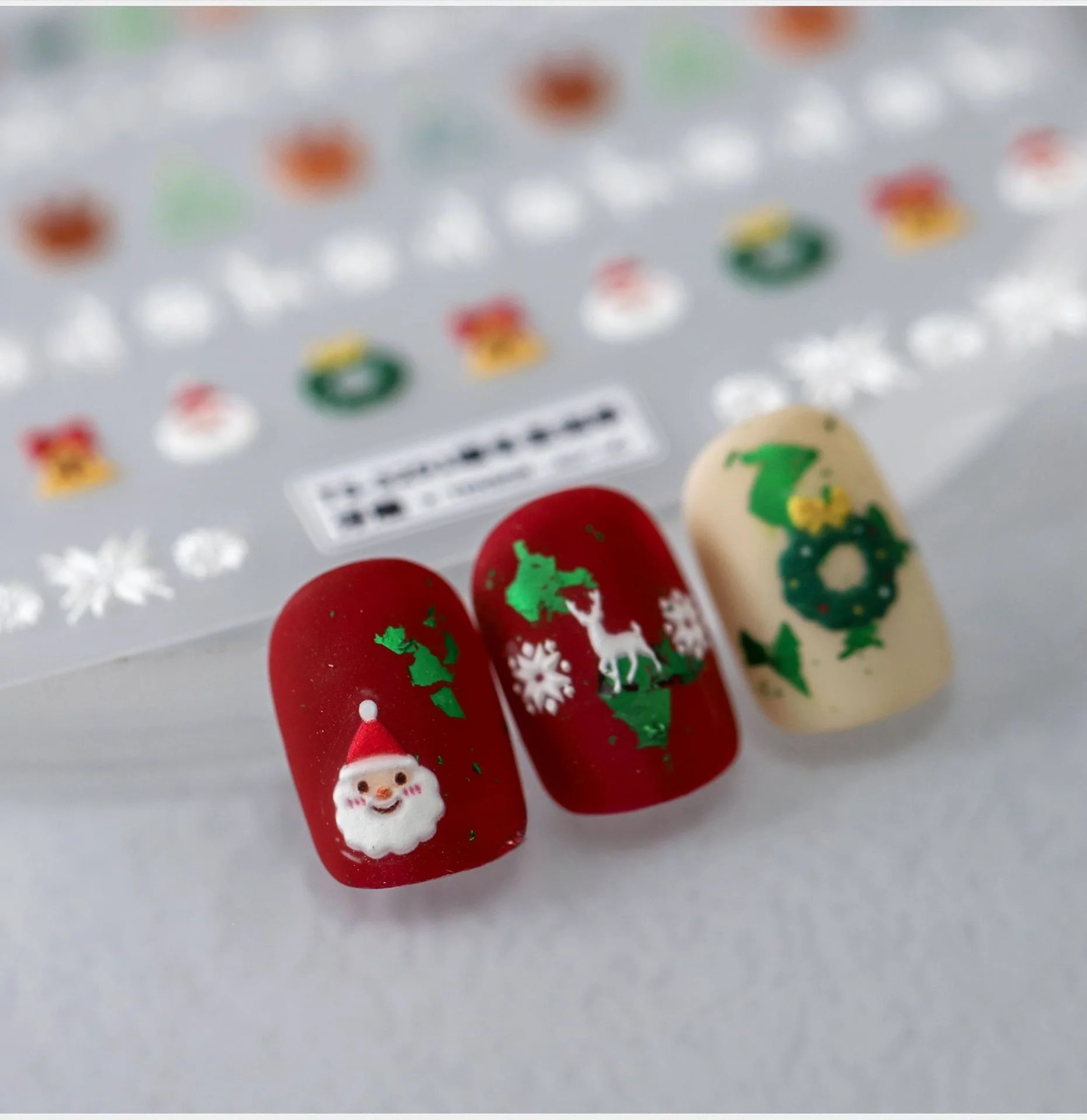 5D-Nagelaufkleber, hochwertige dreidimensionale Weihnachts-Nagelkunstaufkleber, warmer Winter, Weihnachtsserie, Nageldekorationsaufkleber