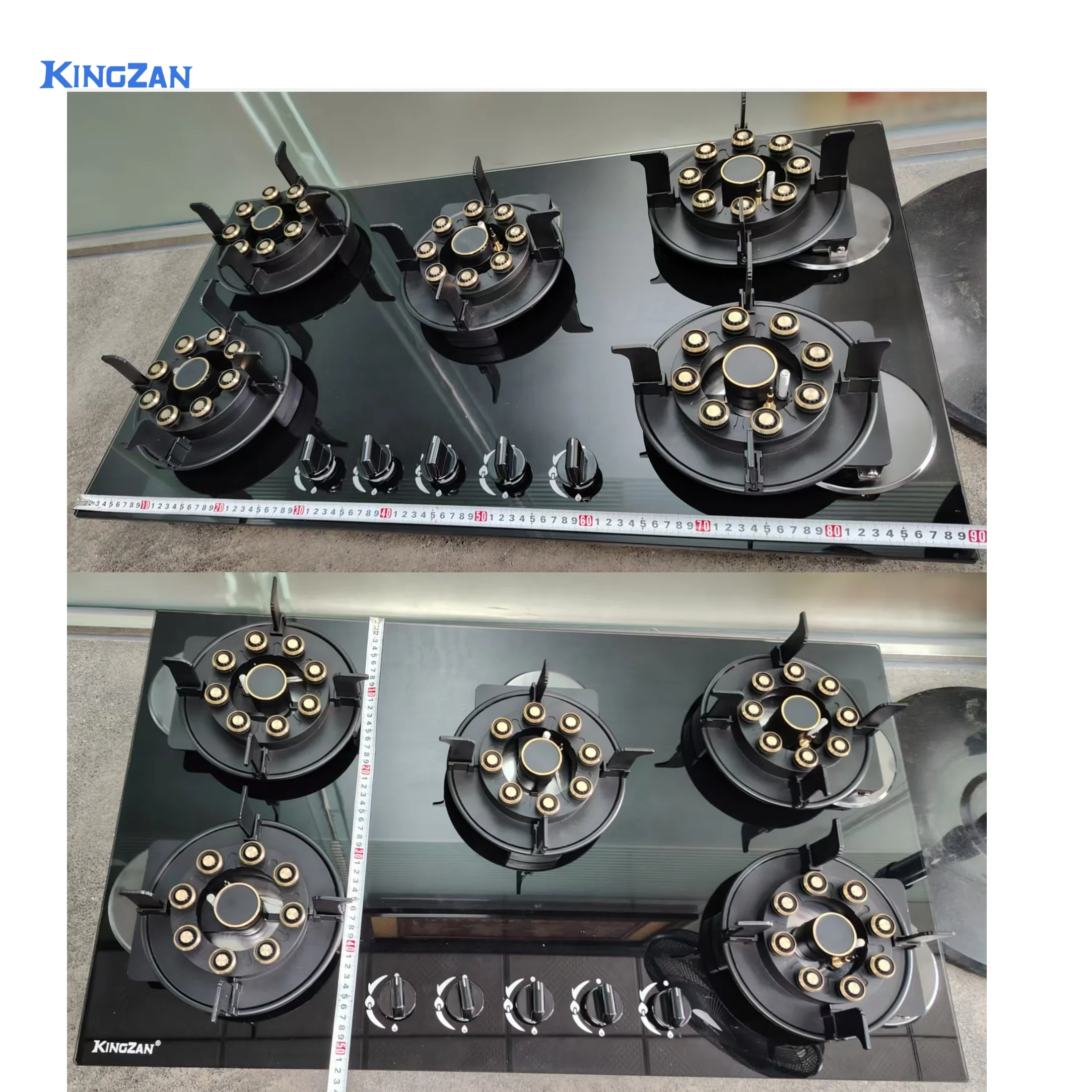 Intelligent Library Kingzan Gas Cooker Factory Wholesale 5 Burner Glass Gas Stove Easy To Clean Folding Design Burner