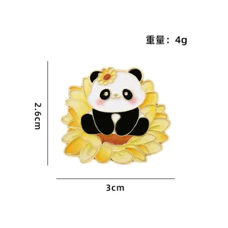 

Panda bouquet badge cute cartoon animal flower