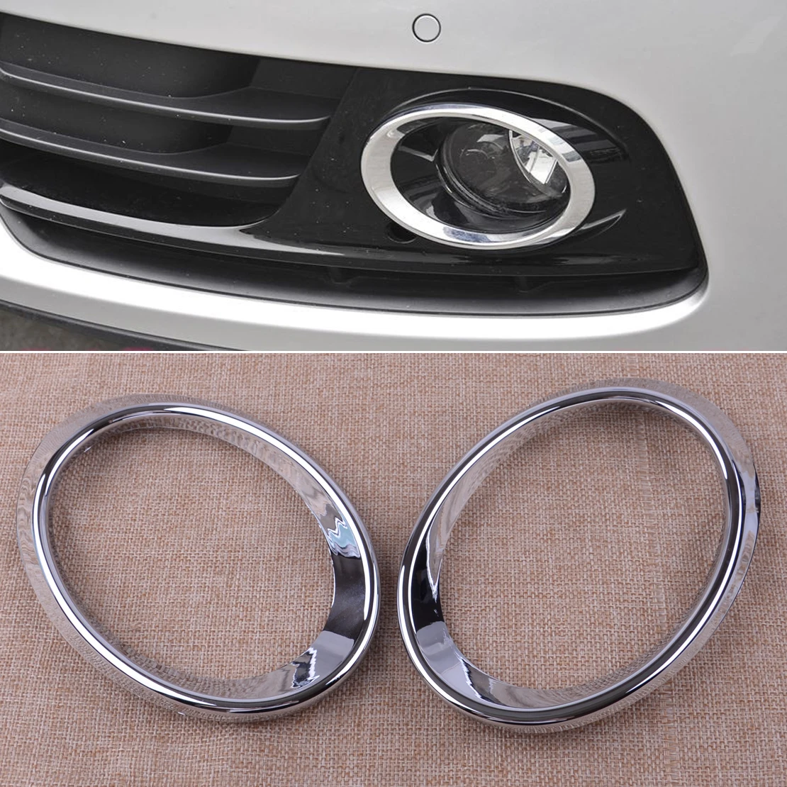 CITALL 2Pcs Chrome Front Fog Light Lamp Cover Trim Car Styling Fit for Audi Q5 2010 2011 2012