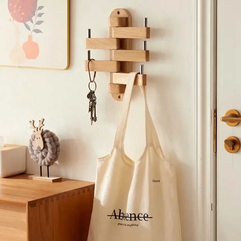

Rotatable Wood Hangers Bedroom Coat Hooks Entrance Hall Clothing Organizer Hat Scarf Bag Storage Adjustable Wall Hangers