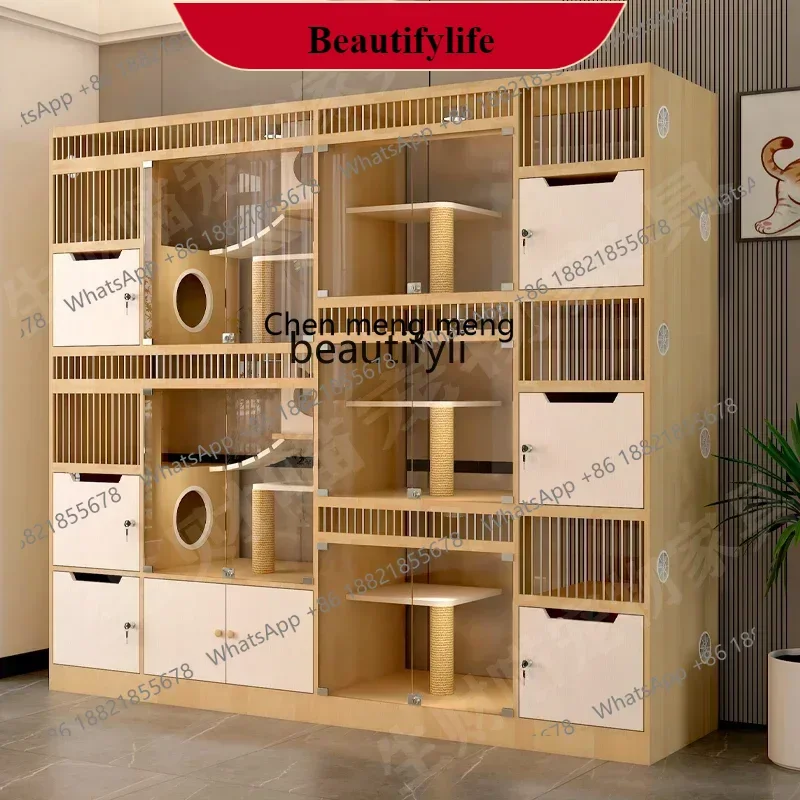 

G153 S Display cabinet Cat villa Solid wood cat cage Birth room Breeding cabinet Luxury large cat house Three-layer cabinet