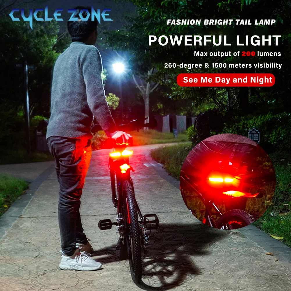 Bike Turn Signals Remote Control Light Bicycle Wireless Remote Warning Rear Lamp Charging MTB Bike Taillights for Night Riding