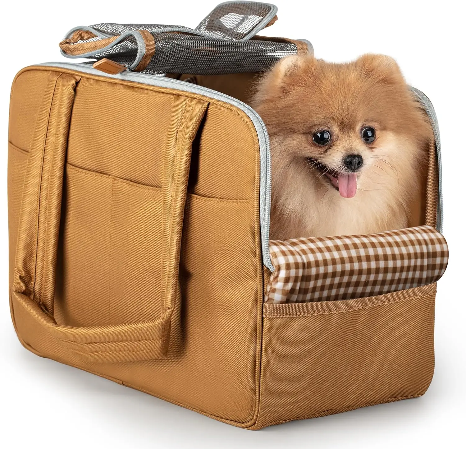 

Сумка-переноска для собак с хлопковой подкладкой, дышащей сеткой, множеством карманов, легкая дорожная сумка для мелких животных