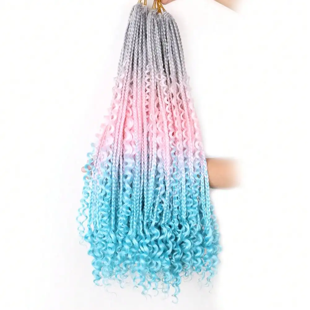 

Boho Box Crochet Braids Hair for Women 22 Inch 12 Packs Mixed Goddess Box River Braids Pre-looped Bohemian Braiding Hair