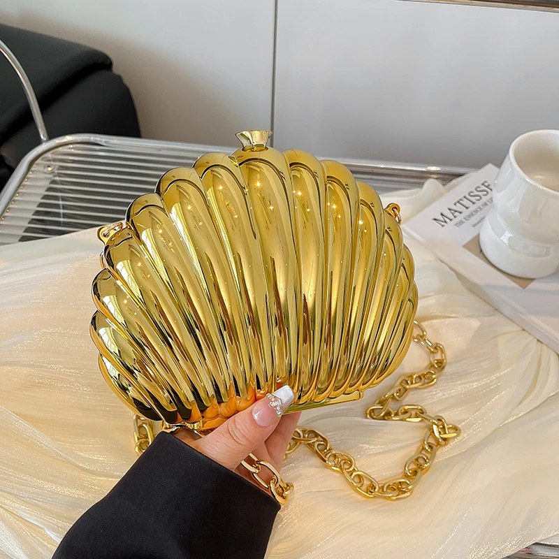 

Mini Acrylic Crossbody Bag Ladies Designer Shell Handbag Luxury Gold Evening Clutch Bag Fashion Party Lipstick Bag Coin Purse