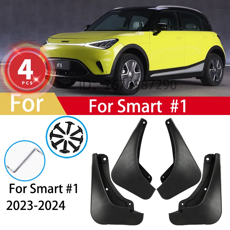 

For Smart #1 1 Elf 2023 2024 2025 Mud Flaps Car Mudguards Plastic Fender Cover Flares Splash Guard Exterior Accessories