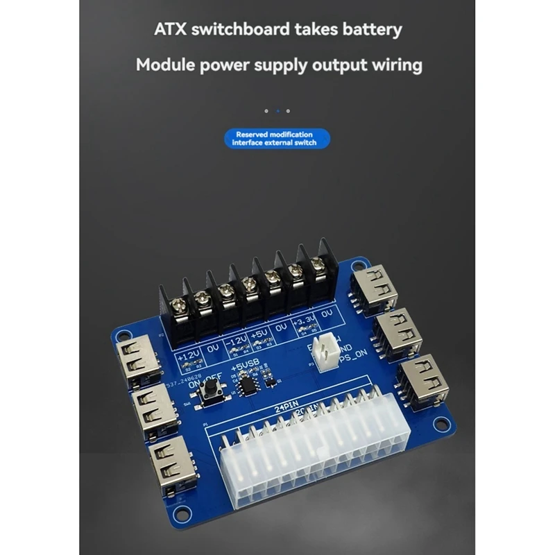 A76F-20 Pin 24 Pin ATX Papan Adaptor Daya Papan Pickup Daya Modul Daya USB Pengisi Daya Sasis Desktop Catu Daya 5V