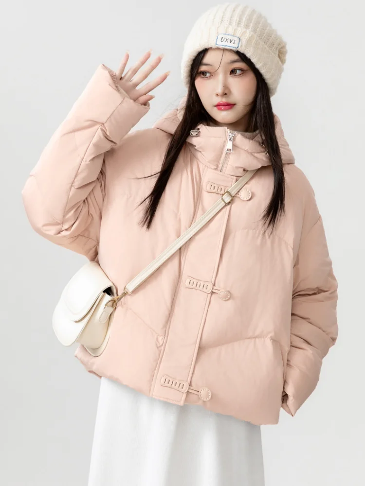 Cappotto invernale caldo di fascia alta 90 Piumino d'anatra bianco Piumino da donna Cappotto Parker con cappuccio allentato Moda dolce per il tempo libero Abbigliamento per il pane