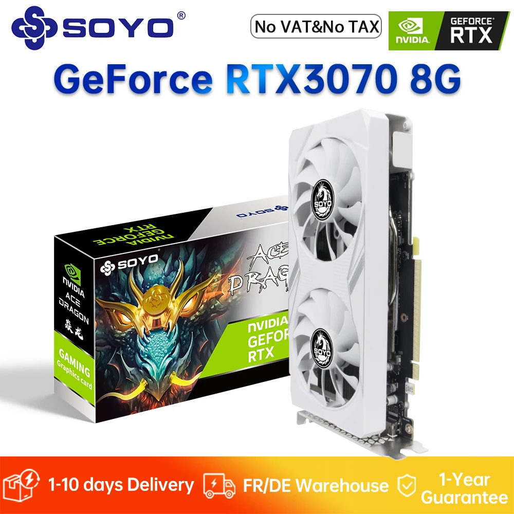 SOYO – nouvelle carte graphique GeForce RTX3070 8G, mémoire GDDR6, 256 bits, carte NVIDIA, PCIE4.0x16, compatible HDMI DP pour ordinateur de jeu