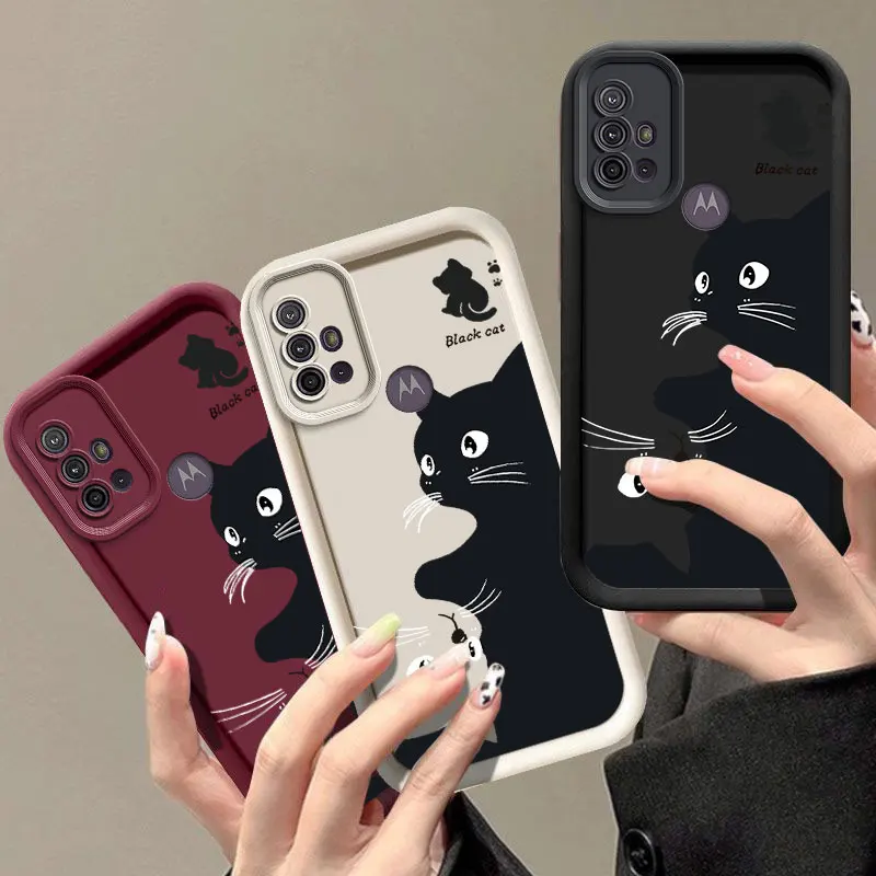 G20 Black and White Cat Sky Eye Ladder Phone Case For Motorola Moto G20 Cover