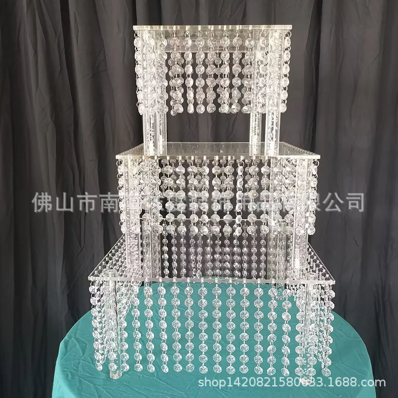 Transparent multi-layer cake stand Classic crystal octagonal bead chain cake stand Dim sum stand