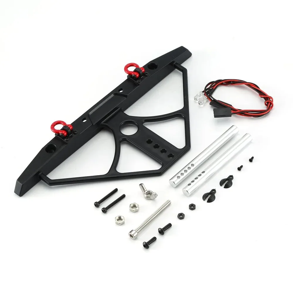 AUSTARHOBBY Front Rear Bumper with LED Light Emulational Spare Tire Carrier for Axial SCX10 1/10 RC Crawler Car Upgrade Parts