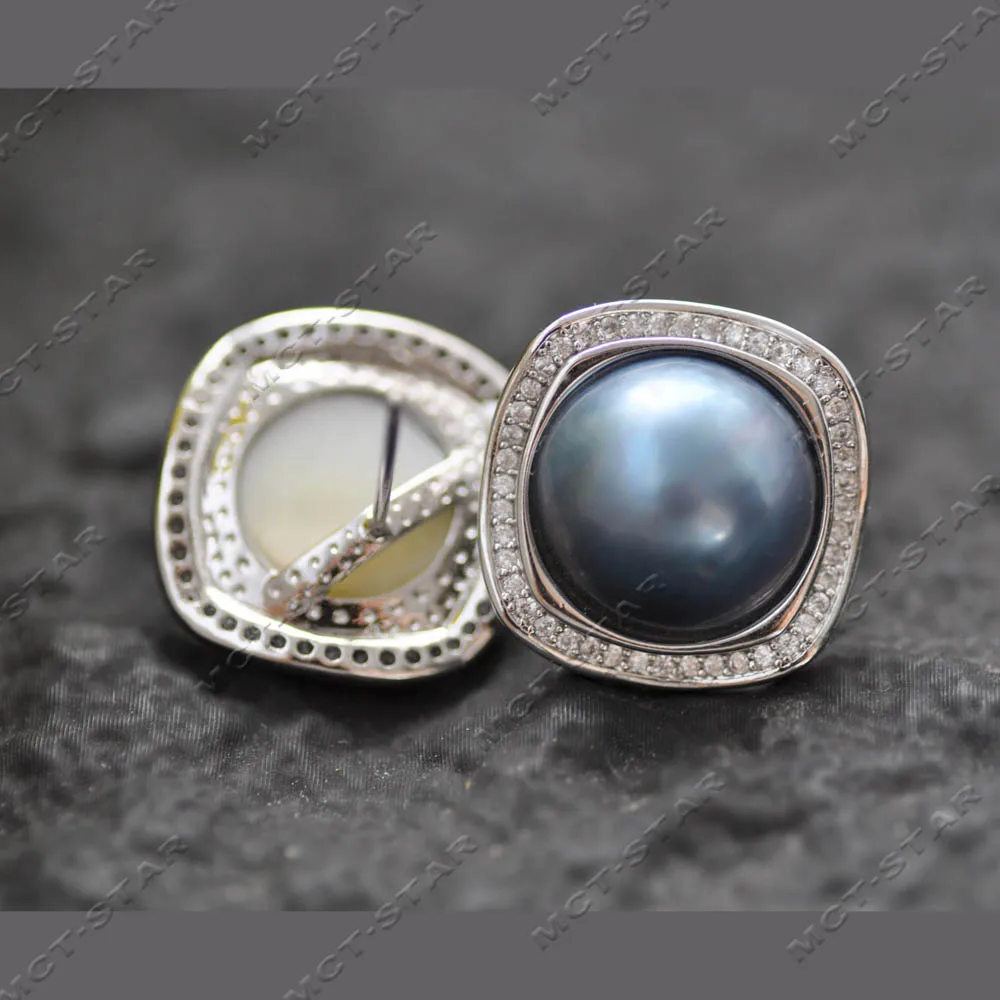 

Серьги-гвоздики MTC·STAR Natural Real с натуральным синим жемчугом Мабе из Южных морских глубин, 20 мм, квадратные, с фианитами (Z14412)