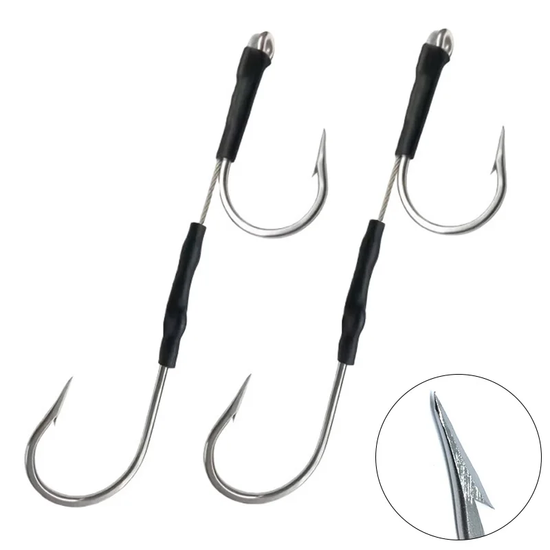 

2sets Tuna Hook Double Fishing Hooks Stainless Steel Fish hook 5/0—12/0 Big Game Boat Fishing Hook Shark Swordfish Hook Fishing