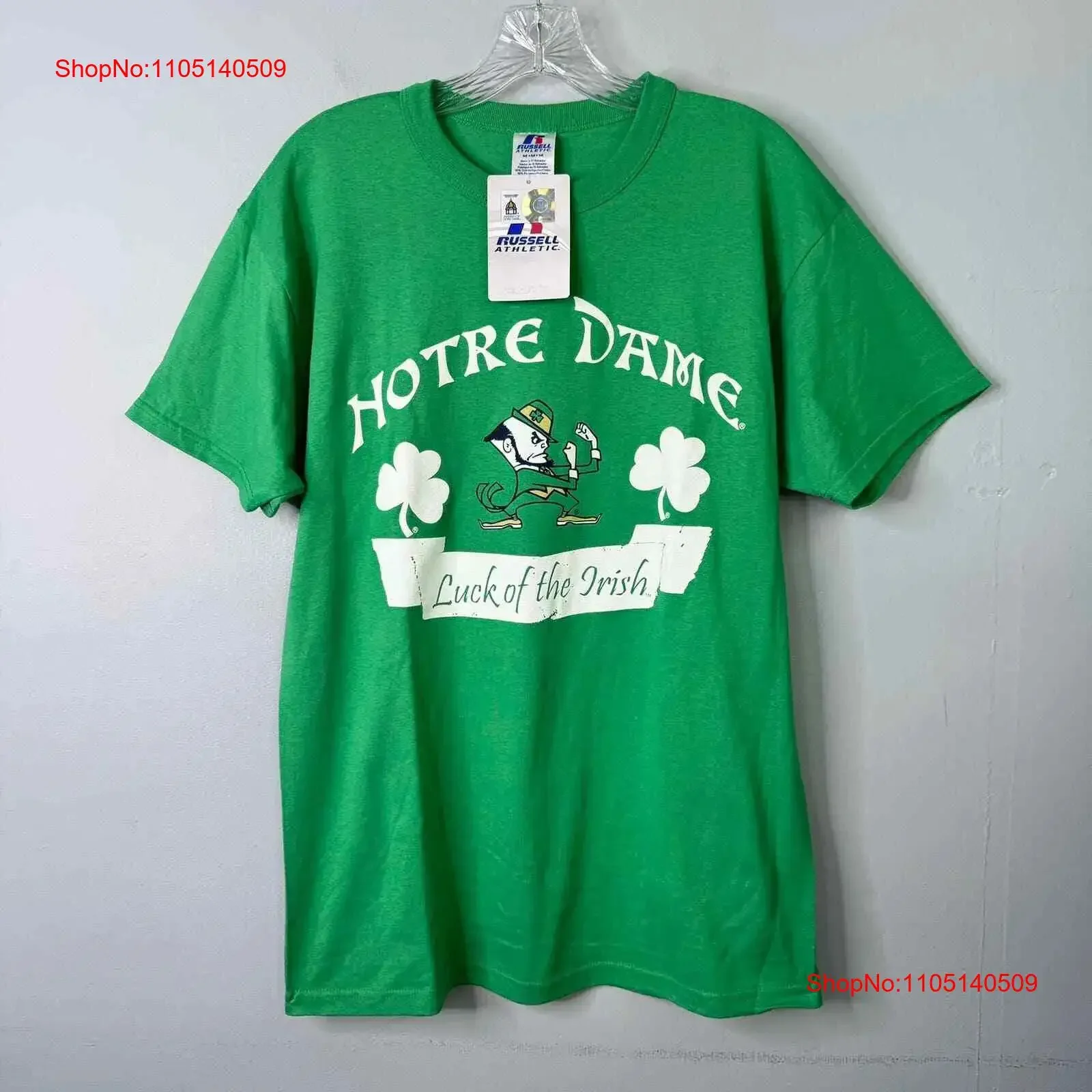 Notre Dame Luck of the Irish FIghting Russell Athletic T Shirt Size M vintage Washed streetwear Top For Everyday Wear