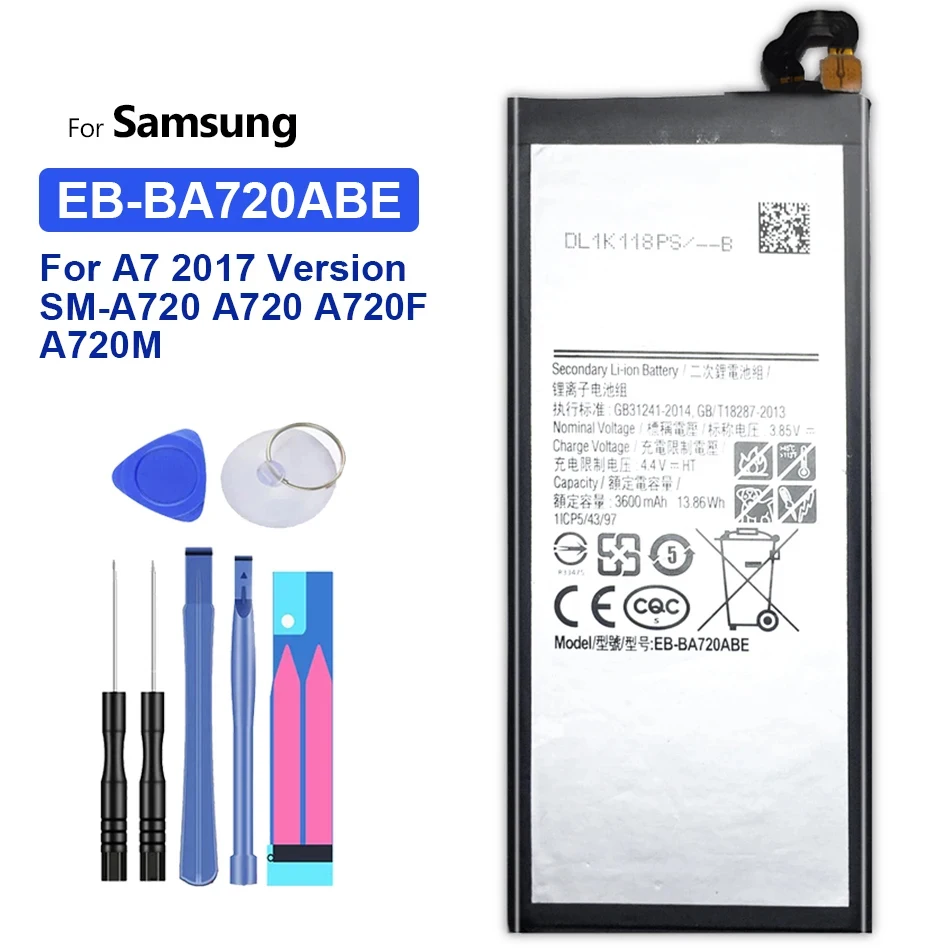 

Battery for Samsung Galaxy A7 2017, EB-BA720ABE, 3600mAh, A720, SM-A720, A720F, SM-A720S, A720F, DS