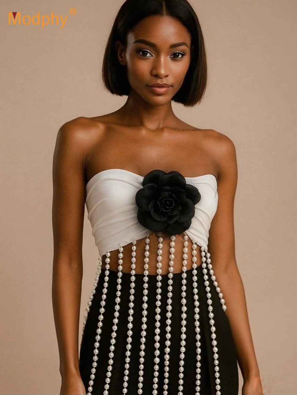 

Modphy Sexy Bodycon Crop Tube Top, Splicing flower Stretchy Tube Top, Sexy Every Day Tops, Women's Clothing