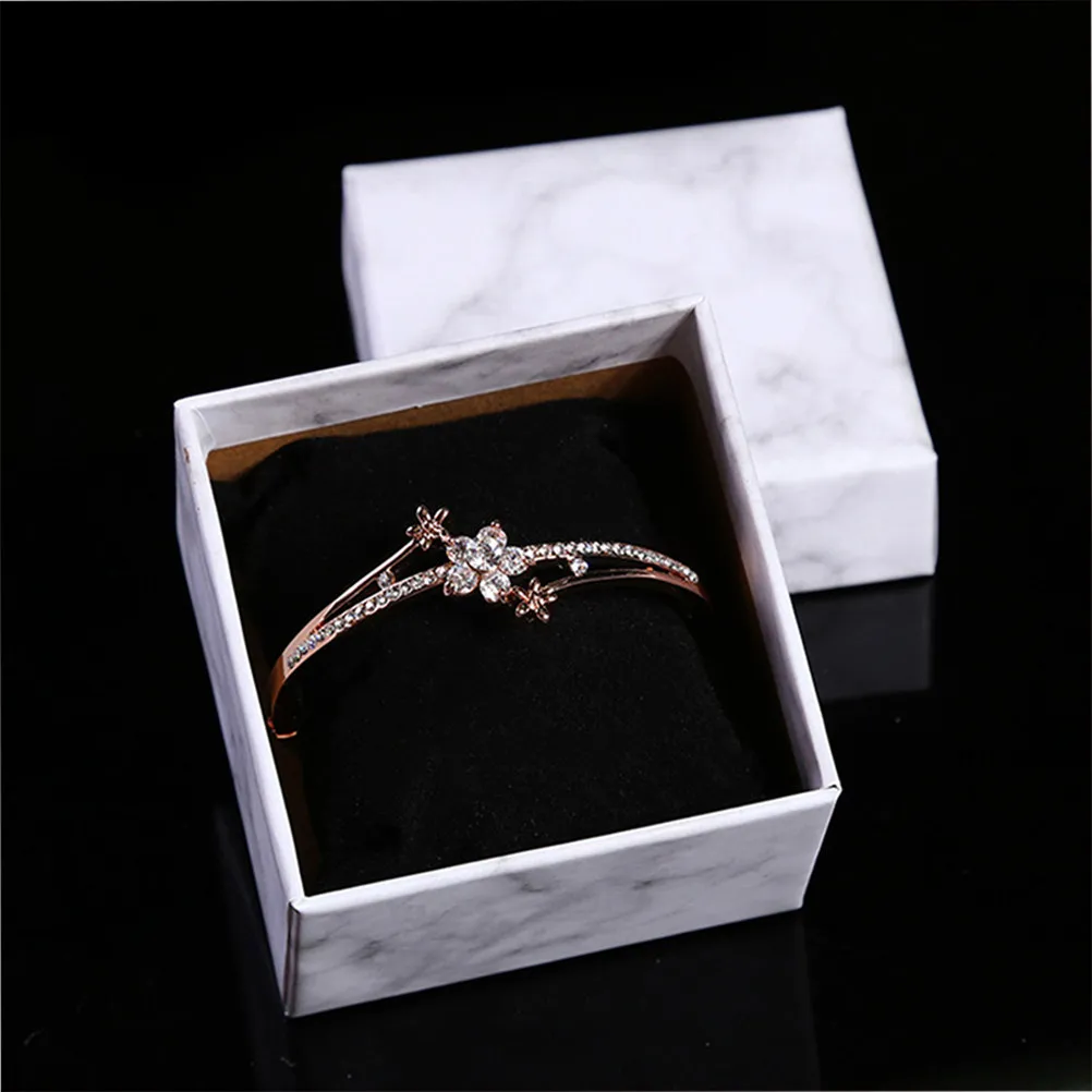 12Pcs Marble Pattern Jewelry Boxes Packaging Small Cardboard Box Necklace Bracelet Storage Display Case Gift Bulk