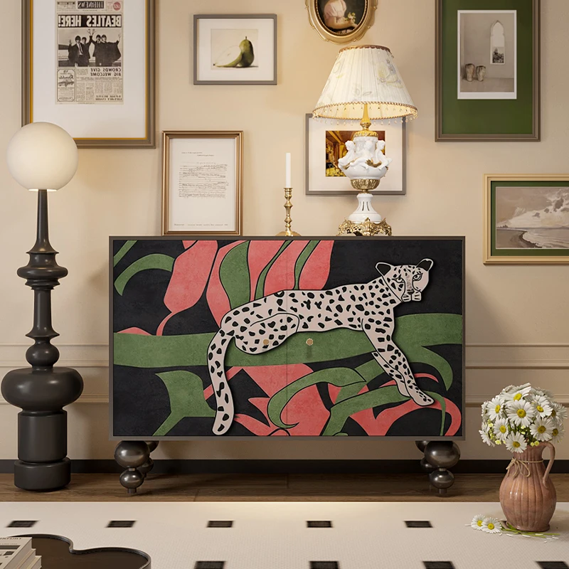 

celebrity leopard solid wood porch cabinet modern simple new home dining side cabinet bedroom integrated side cabinet